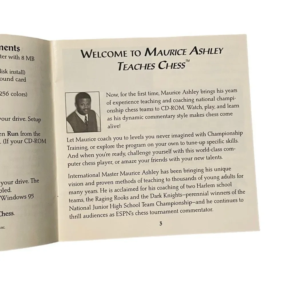 10/$25🦋 Maurice Ashley Teaches Chess for Beginning & Intermediate Players CD-ROM